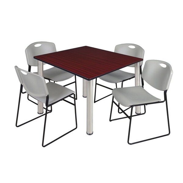 Regency Kee Square Table & Chair Set, Wood, Metal, Polypropylene Top TB4848MHBPCM44GY - main